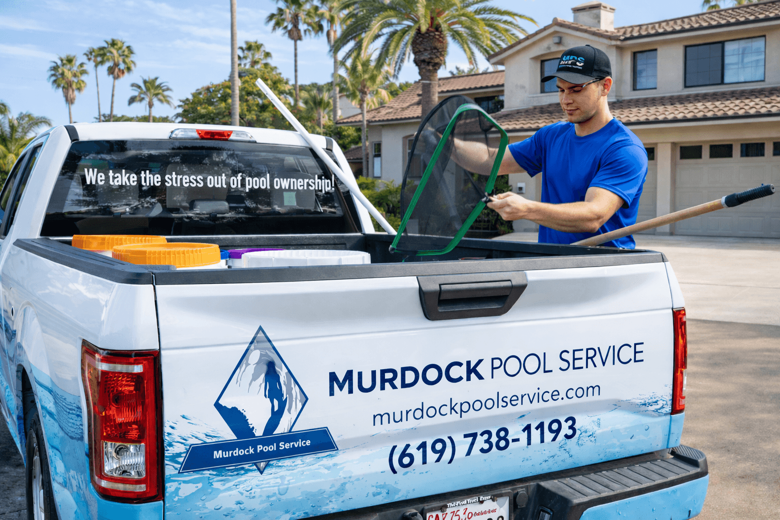 Professional pool maintenance technician