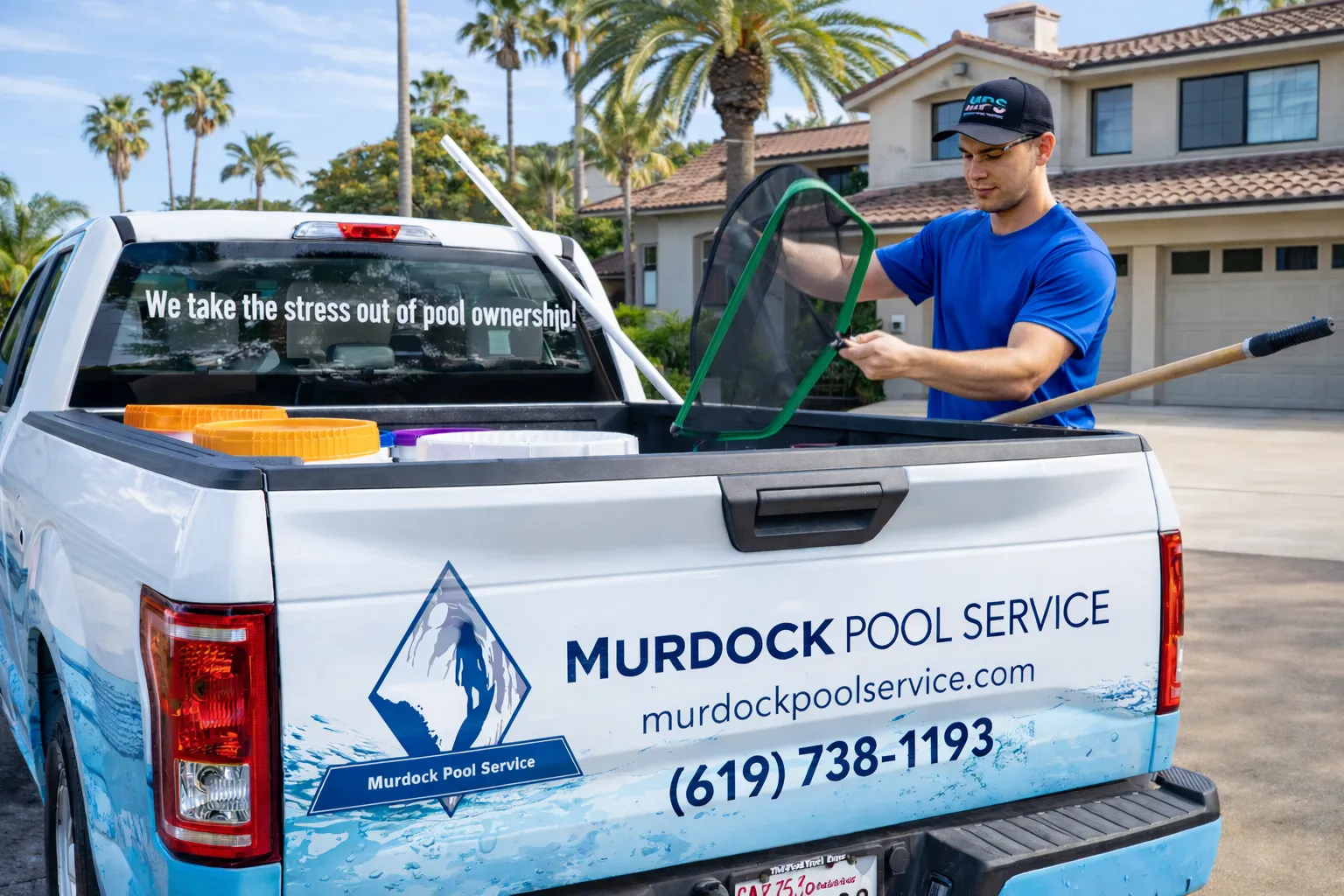 Professional pool maintenance technician